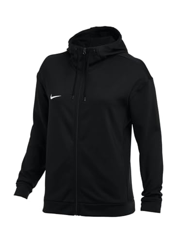 Nike Women's Therma All-Time Full Zip Hoodie | Rib Drawcord Training Hoodie, Black, Medium