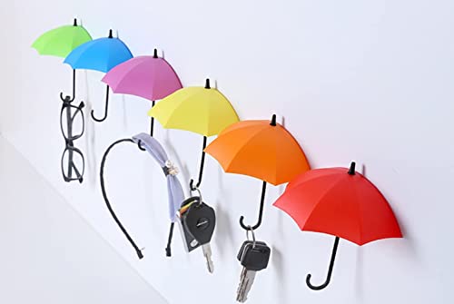 Image of MAPPERZ Plastic Umbrella Key Hat Holder Hooks | Wall Mounted Hanging Organizer for Keys, Caps, Accessories | Multipurpose Decorative Hanging Hook for Hallway, Bedroom, Office (Multicolour, Set of 03)