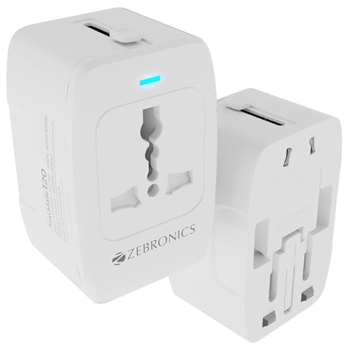 Zebronics 1500W All-in-One Universal Travel Adapter, Upto 6A, Universal Socket, Swappable Pins for EU|KR|UK|US|JP|AUS|CN, for Mobile, Tablets, Laptops