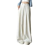 [Ｋａｙｉｙａｓｕ] ワイドパンツ レディース ロングパンツ ストレート 脚長効果 ズボン 夏 ゆったり 体型カバー 薄手 柔らかい ハイウエスト 着痩せ カジュアル 通勤(XL ベージュ)