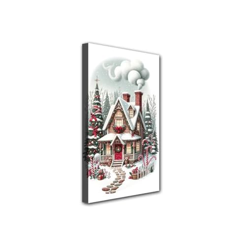 Peinture diamant Noël maison 75x150cm avec kit complet DIY pour adulte