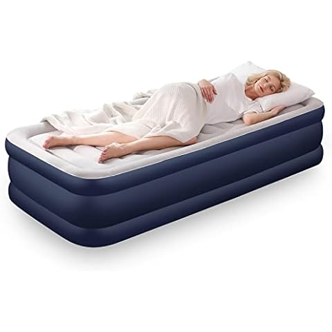 HOUSN Single Size Air Bed Inflatable, Air Mattress Upgraded Blow up Bed with Built-in Electric Pump, Quick Inflatable Air Bed (203 X 99 X 46CM) Cover