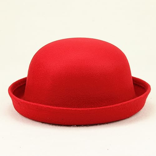 Roll up Brim Panama Bucket Hat Kids Round Derby Hats Girls Boys Round Bowler Hats, Fits Head Circumference 21.26"2