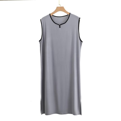 Men's Sleeveless Nightgown Round Neck Night Shirt Loose Pajama Sleepwear Nightwear Loungewear Loose Nightdress4