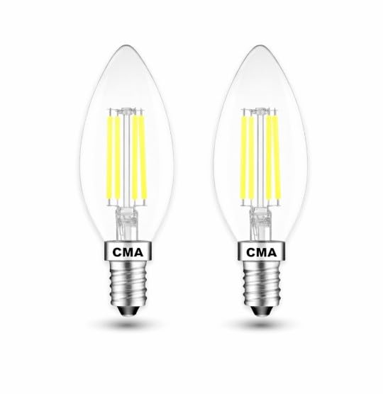 CMA-2 Pack Candle Filament Light Bulb 4W-40W Equivalent Replacement, 400 Lumens, 6000K White, E14 Small Screw C35 Bulbs -