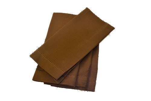 Hemstitch Dinner Napkins Brown 1 Dozen