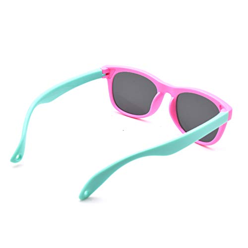 Juslink Flexible Polarized Baby Sunglasses For Toddler And Infant With Strap Age 0-4(Pink+Green) #TOP2