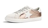 PARTY Women's Fashion Star Sneaker Lace Up Low Top Comfortable Cushioned Walking Shoes, Podcast-Rose