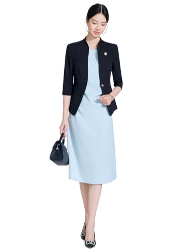 Veste de costume de dîner décontracté pour femme avec blazer manches trois-quarts élégant