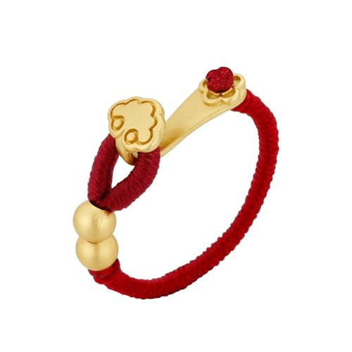Bague réglable cuivre cordon rouge Ruyi bijou oriental