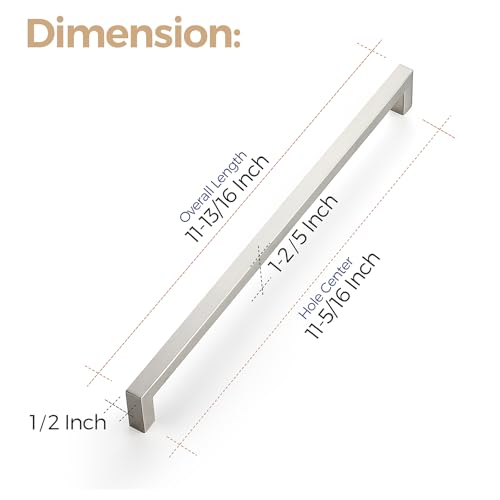 Image of Ravinte 20 Pack 11-5 /16 Inch Square Cabinet Handles - Brushed Nickel Stainless Steel Drawer Pulls for Kitchen Hardware