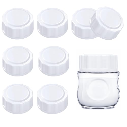 Image of Lokolinto (8-PCs) Baby Bottle Lid, Screw Lids Aka Travel Caps Compatible with Avent Wide Mouth Bottles, Cap Replace Natural Bottle Sealing Ring and Sealing Disc,Bottle Lids Replacement, white