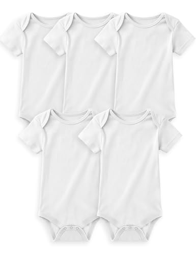 Yoofoss Baby Bodysuits 100% Organic Cotton Baby Short Sleeve Baby Boys Girls Clothes Soft Newborn Infant Romper 5 Pack 0-3 Months