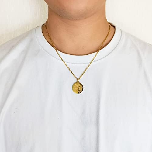 Philip Jones Men's Gold Plated Steel St Christopher Necklace