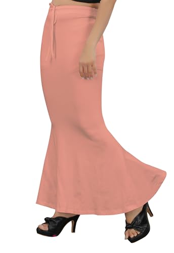 Image of Women's Polyester Blend Shapewear Patticoat Fishcut Flare Pattern Stretchable Drawstring Waist Maxi Length and Slim Fit Body Shaper Peticoat for Saree Daily Use Peticoat