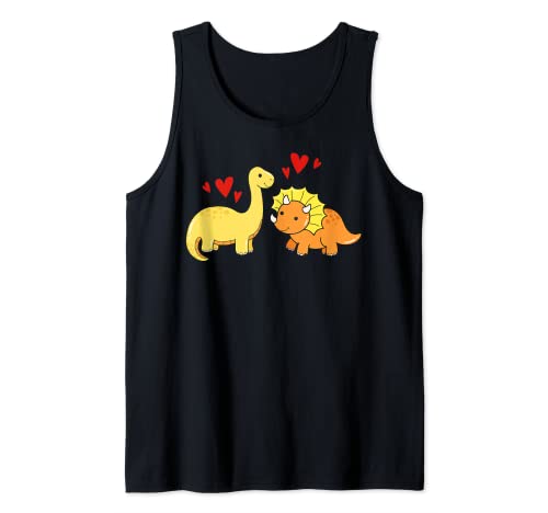 Día de San Valentín lindo y divertido dinosaurio, novio, novia Camiseta sin Mangas