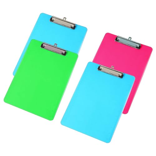 Presse-papiers A4 en PP lot de 4 supports d'écriture colorés