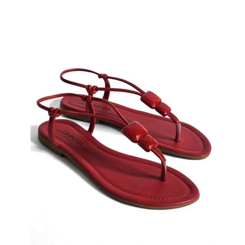 LUMINOSA Women's Adjustable Strappy Sandals with Decorative Ornament2