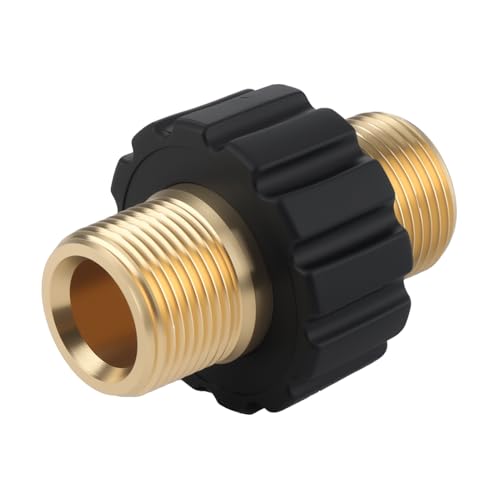 Arvoni Adaptador de conector rápido, M22 x 1,5, rosca métrica para limpiador de alta presión, adaptador de acoplamiento de latón de 14 mm, hasta 350 bar, compatible con la serie K, HD y HDs