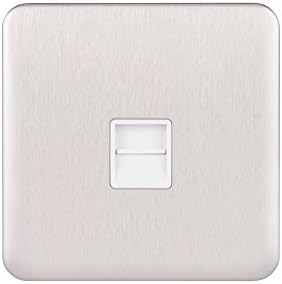Schneider Electric Lisse Screwless Deco - Single TV/FM Aerial Socket, 240V, GGBL7010WSS, Stainless Steel with White Insert