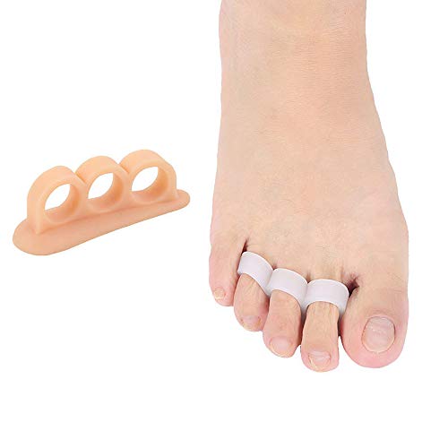 Tcare 1 par de correctores de juanetes de gel para dedos del pie medio Separadores de dedos espaciadores – Hallux Valgus Correctores enderezadores de ortesis con tres agujeros