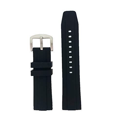Tech Swiss Watch Band Silicone Rubber Heavy Black Strap Waterproof Stainless Buckle 24 millimeters