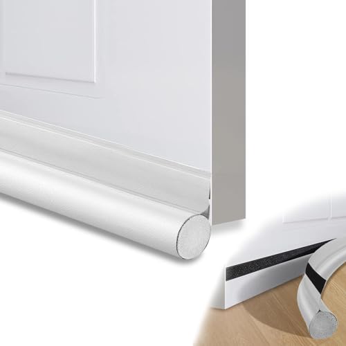 2 Piezas Burlete Puerta Entrada,90cm Burlete Bajo Puerta,Burlete para Puertas para Aislante Frio Viento Polvo,Cuero es Fácil de Limpiar (Blanco)