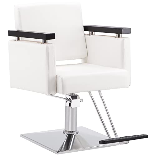 BarberPub Classic Hydraulic Barber Chair Salon Beauty Spa Styling Salon Equipment 8803 (White)