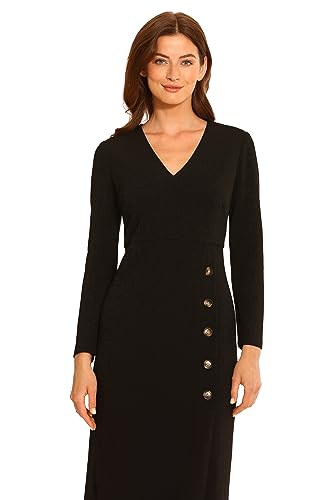 Maggy London Women's V-Neck Midi with Side Skirt Buttons Detail4
