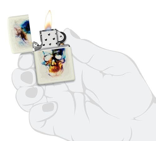 Image of Zippo Skull Print Design Glow in The Dark Matte, Windproof Pocket Lighter, Without Fuel and Gas
