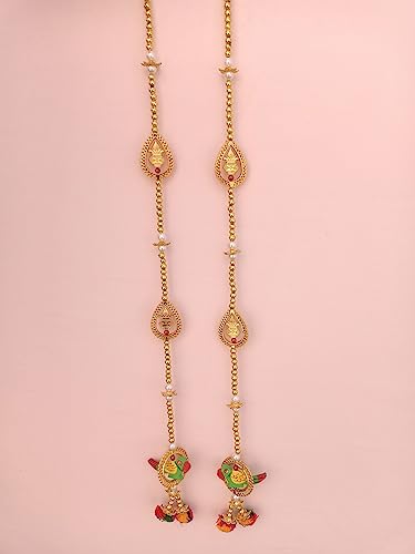 Image of CREYENTES Torans For Entrance Main Door For Stylish Decoration Hangings Home Thoranam Traditional Bandarban Dwar Bandhan Jhumar Pooja Room Decor(Parrot Latkan, 92 Cm, 92 Cm)