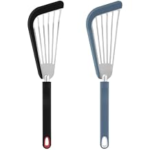 Silicone Fish Spatula Turner for Nonstick Cookware, Kitchen Cooking Spatula Flipper for Fish, Egg, Pancake Blue and Black