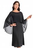 Baoqiya Chiffon Capelets für Frauen, weiche Schals und Wraps für Abendkleider, Brautjungfern, Hochzeit, durchsichtiger Umhang, Schwarz, Einheitsgröße