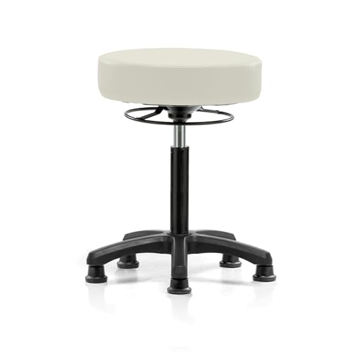 Image of Perch Stationary Life Height Adjustable Stool | Medium Bench Height 20.5-28 inch | Off-White Vinyl