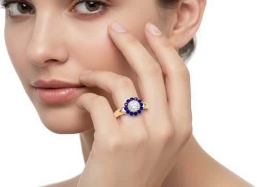 Image of Choose Your Gemstone Victorian Round Antique Engagement Ring Yellow Gold Plated Round Shape Vintage Engagement Rings Minimal Modern Design Birthday Gift Wedding Gift US Size 4 to 12