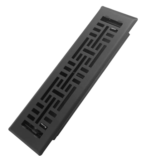 Howeall 2x10 Inches Heavy Duty Walkable Floor Register Easy Adjust Air Supply Lever Floor Vents - Seattle Design - Vent Cover for Home Floor - Matte Black