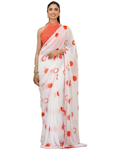 Image of SIRIL Women's Georgette Floral Print One Min Ready To Wear Saree