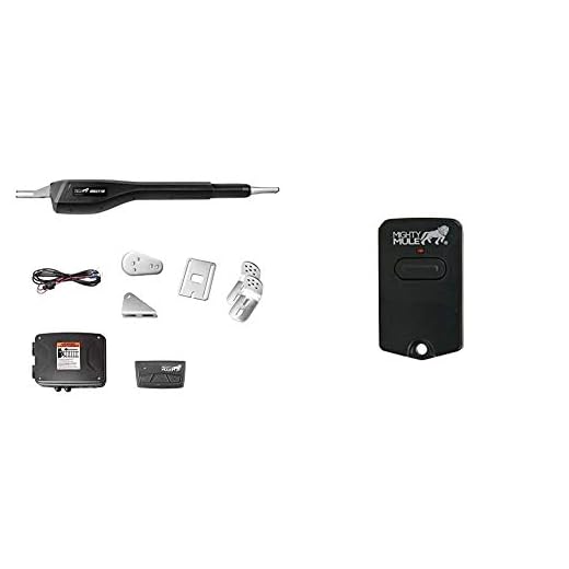 Mighty Mule MM371W Automatic Gate Opener (Smart), Single, Black & Single Button Gate Opener Remote (FM135)