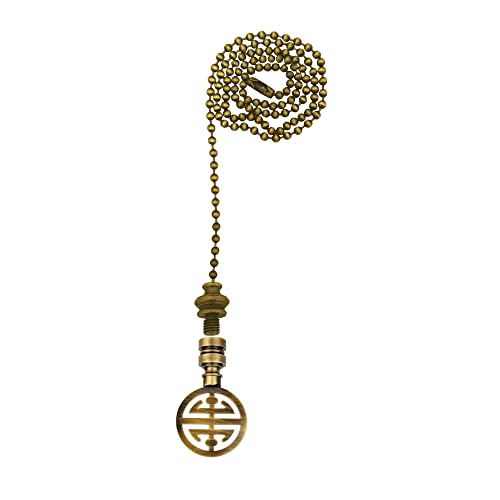 Image of Royal Designs, Inc. Oriental Happiness Symbol Finial with Fan Pull Chain, Antique Brass - Pack of 1