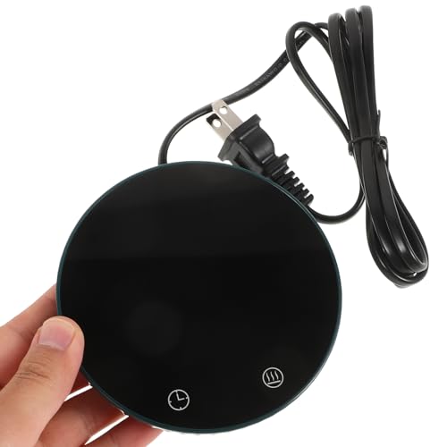Electric Mug Warmer for Desk with 55°c Digital Thermostat, Reusable Heating Coaster, Green Ceramic Base, US Plug 110v, Beverage Warmer for Coffee and Milk in Winter