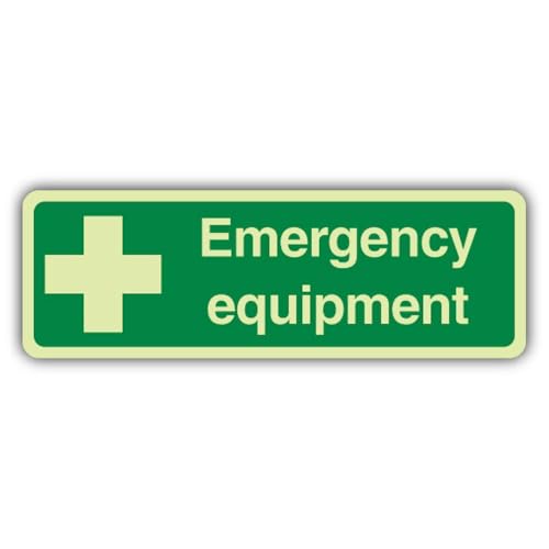 Panneau photoluminescent V Safety en vinyle vert 450x150mm signalétique de sécurité double lueur