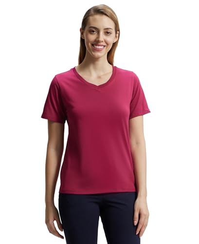 Image of Jockey AW89 Women's Super Combed Cotton Rich Fabric Relaxed Fit V-Neck Half Sleeve T-Shirt