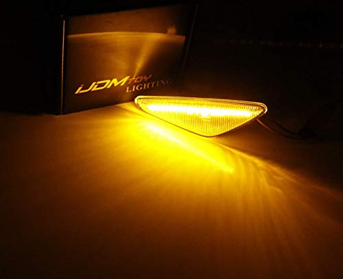 Ijdmtoy Clear Lens 20-Smd Sequential Flash Amber Led Front Fender Side Marker Light Assembly Compatible With Bmw X3 X5 X6, Replace Oem Clear Sidemarker Lamps #TOP2