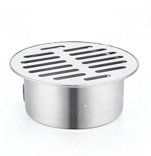 Runder Edelstahl-Bodenablauf, Metall, Stahl, Gully-Gitter, Dusche, Anti-Verstopfungs-Filter, Zuhause, Werkzeuge für den Außenbereich, Balkon, Hof (Ø 83 mm)