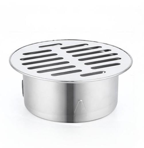 Round Stainless Steel Floor Drain, Metal Steel Gully Grid Shower Anti-clogging Plughole Filter Home Tools for Outdoor Balcony Yard(Ø83mm)