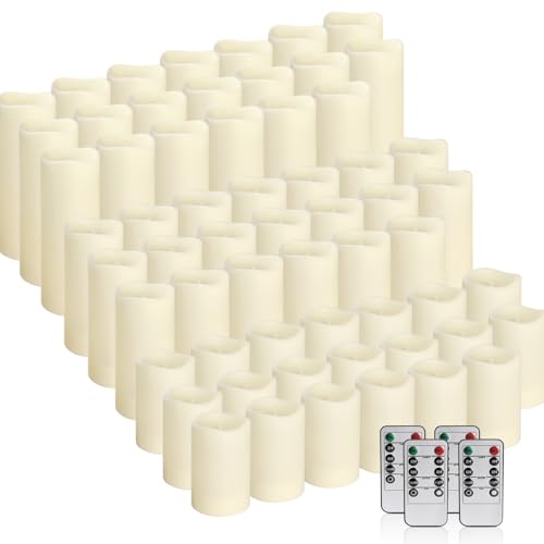 Image of fclayvts 60-Pack LED Flameless Candles with Remote Control - Perfect for Parties, and Special Occasions (Three Sizes)