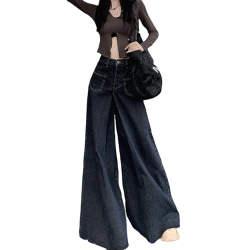 Women's Wide Leg Y2K Baggy Jeans High Waisted Flared Loose Denim Pants