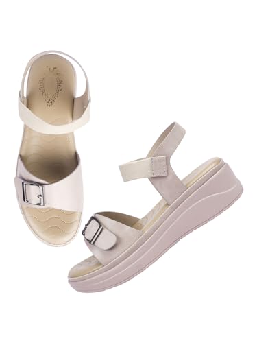 Shoetopia Women's SND-2078 Heeled Sandal-7 Kids UK (SND-2078-Cream)-EU40