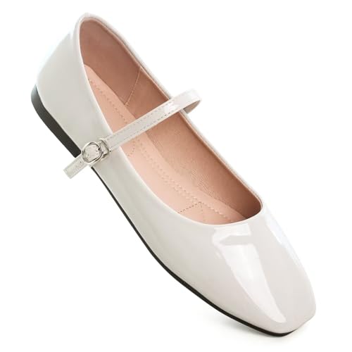 Image of LUXINYU Women's Slip on Flats,Classy Round Toe Solid Classic Mary Jane Ballet Dance Shoes Soft Comfortable PU Flat Shoes