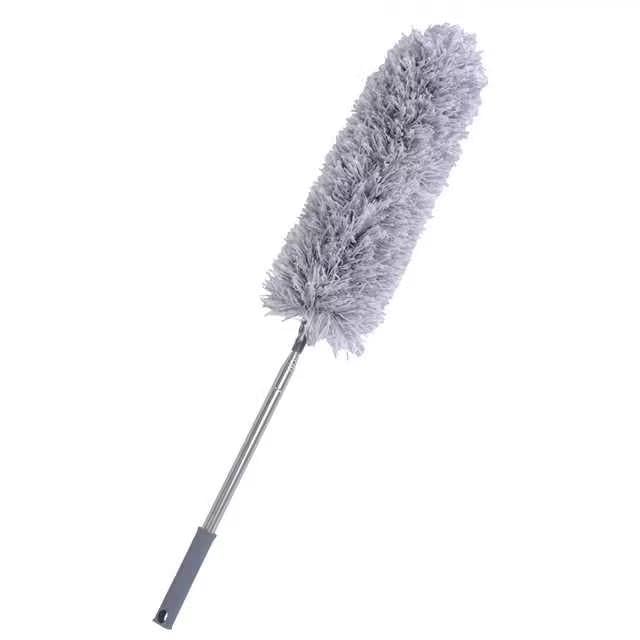 Igadgitz home Plumero Atrapapolvo 45cm (96.5'), Plumero Telescópico Extensible, Mango Largo, Cabeza Flexible Microfibra - Gris